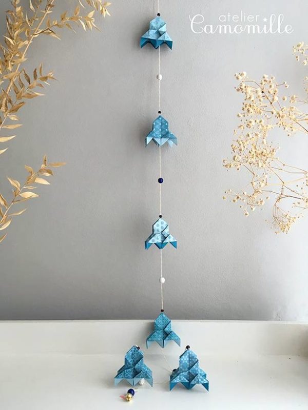 Guirlande baby fusées bleue