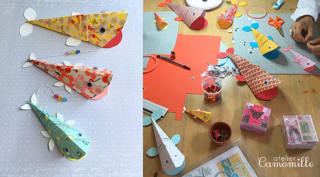 Atelier DIY poissons gigognes en origami et kirigami