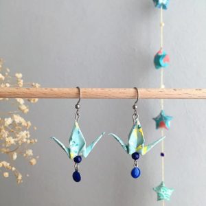 Boucles d’oreilles grues origami