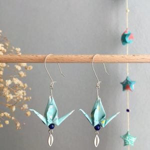 Boucles d’oreilles grues origami