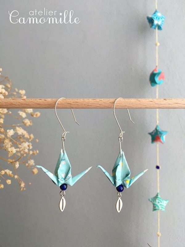 Boucles d’oreilles grues origami