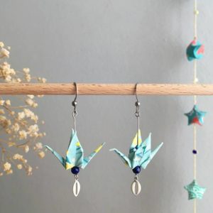 Boucles d’oreilles grues origami