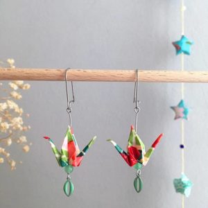Boucles d’oreilles grues origami