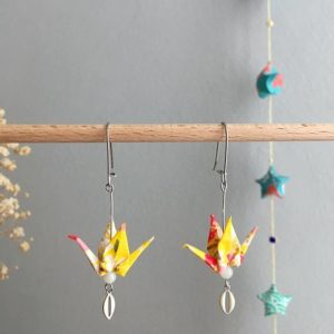 Boucles d’oreilles grues origami