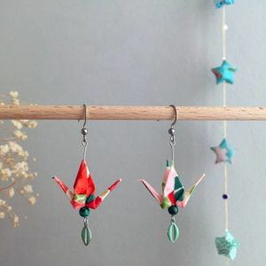 Boucles d’oreilles grues origami