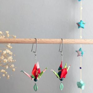 Boucles d’oreilles grues origami