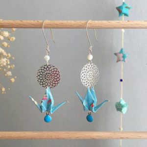 Boucles d’oreilles grues origami