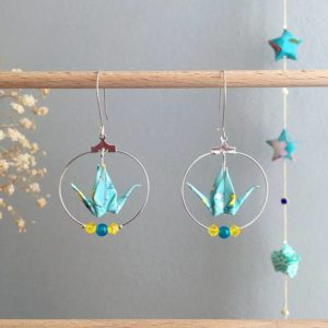 Boucles d’oreilles grues origami