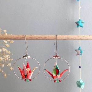 Boucles d’oreilles grues origami