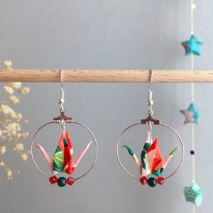 Boucles d’oreilles grues origami