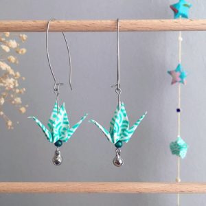 Boucles d’oreilles grues origami