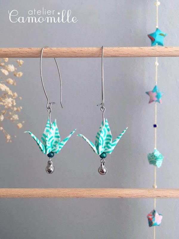 Boucles d’oreilles grues origami