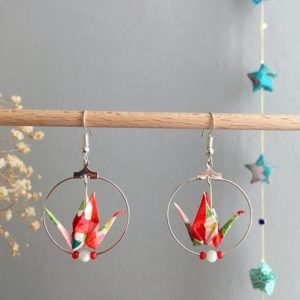 Boucles d’oreilles grues origami