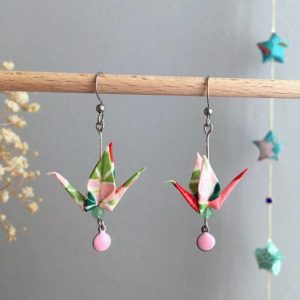 Boucles d’oreilles grues origami