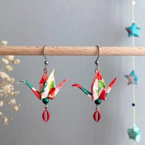 Boucles d’oreilles grues origami