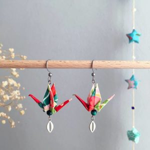 Boucles d’oreilles grues origami