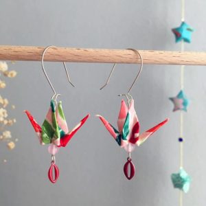 Boucles d’oreilles grues origami