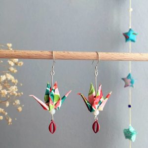 Boucles d’oreilles grues origami