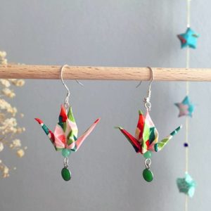 Boucles d’oreilles grues origami