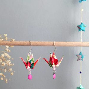 Boucles d’oreilles grues origami