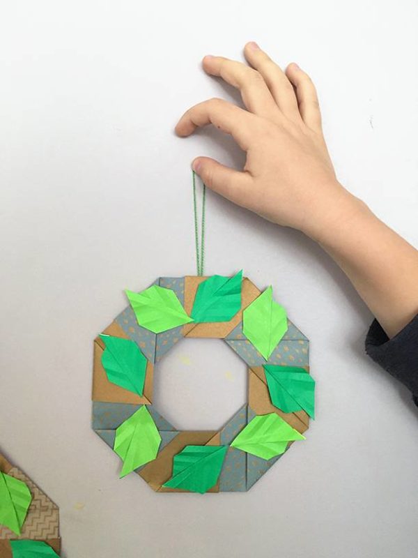 Atelier couronne de Noël origami