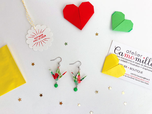 Boucles d’oreilles grues origami – Image 2