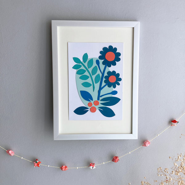 Cadre floral papier découpé