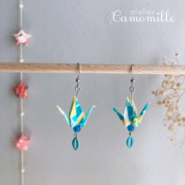 Boucles d’oreilles grues origami