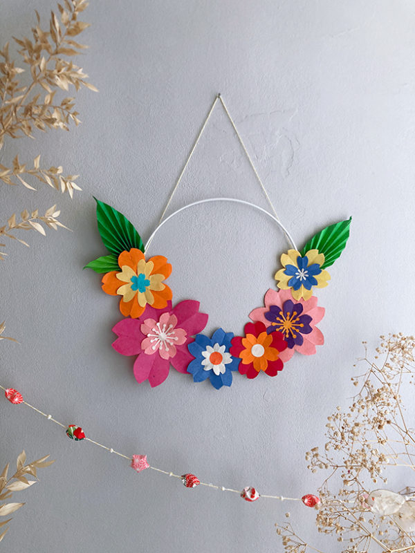 Couronne fleurs de sakura origami