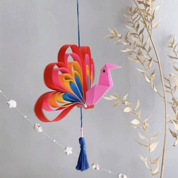 Atelier mobile paon kirigami