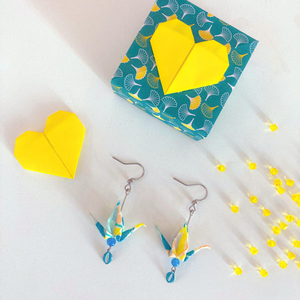 Boucles d'oreilles grues origami