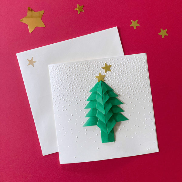 Carte embossage flocons sapin
