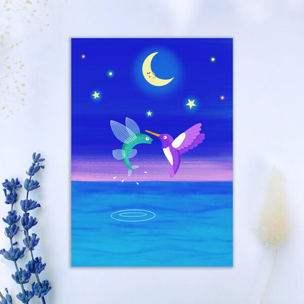 Carte aniaml Totem • Le poisson volant et le colibri