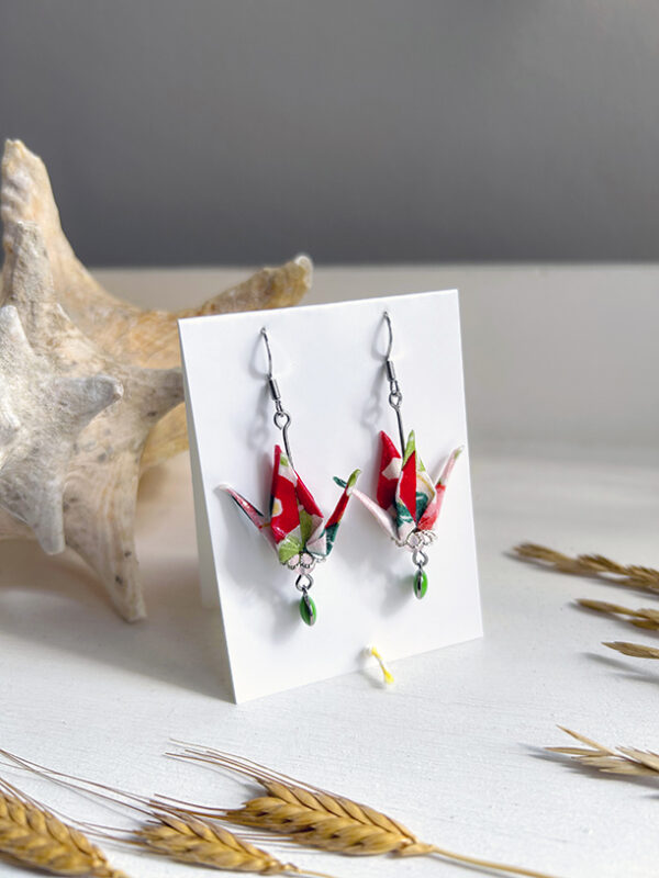 Boucles d'oreilles grues origami