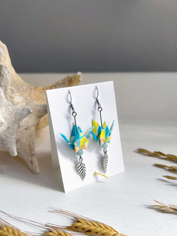 Boucles d'oreilles grues origami