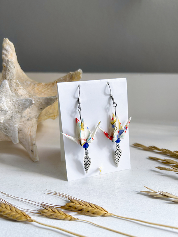 Boucles d’oreilles grues origami