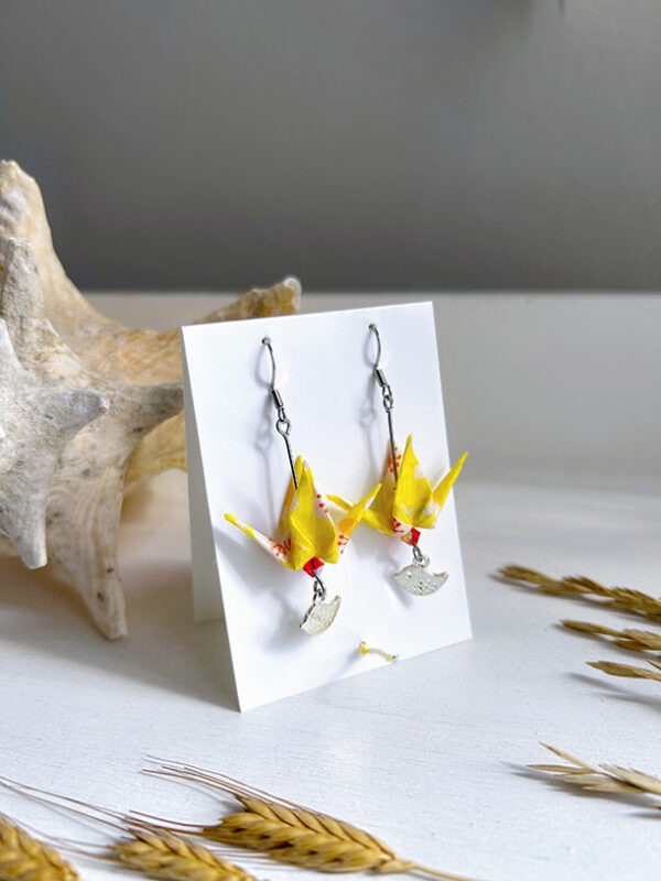 Boucle d'oreilles grues origami