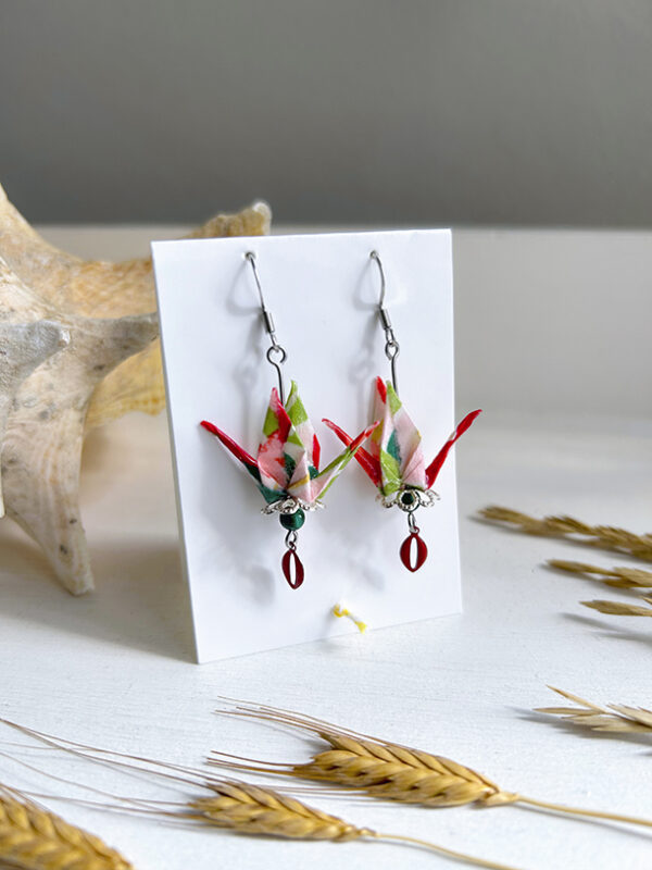 Boucles d'oreilles grues origami