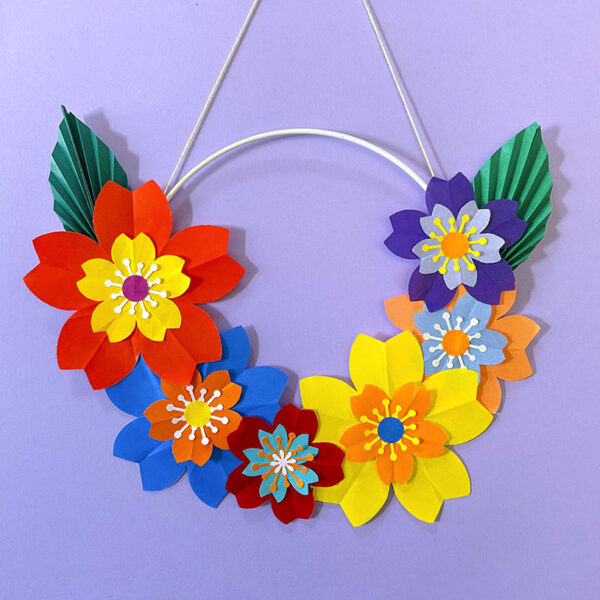Couronne fleurs de sakura origami 2