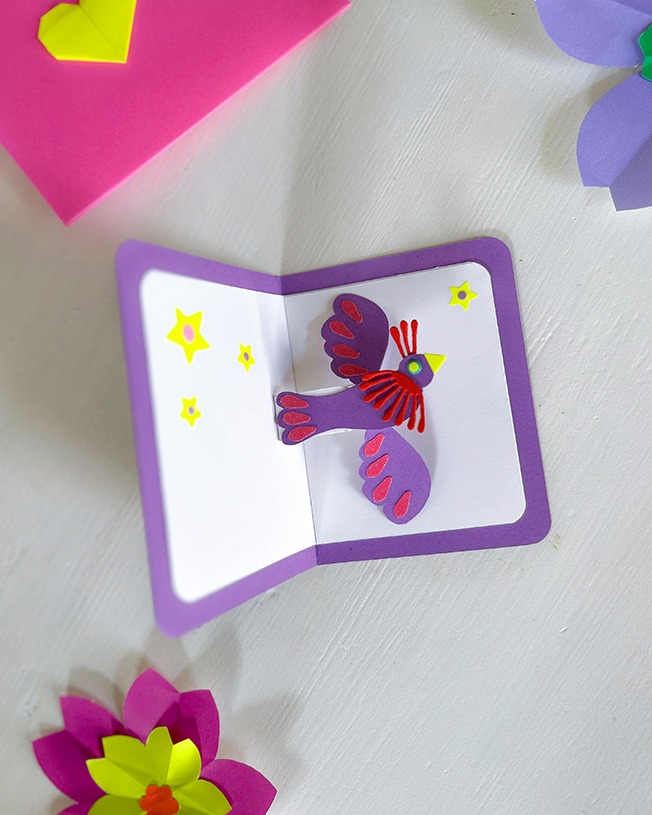 Atelier carte pop-up oiseau